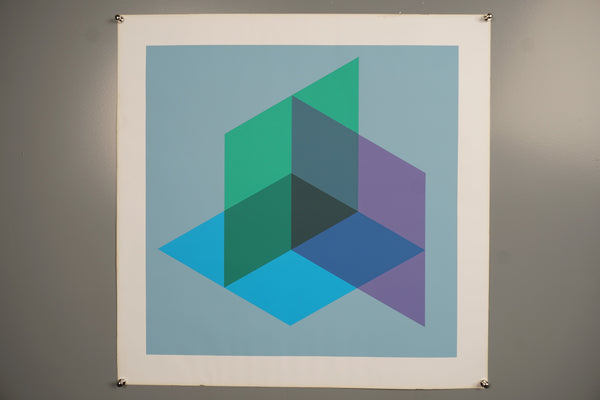 Anton Stankowski Poster Graphic 1960s Light Blue Green Paper