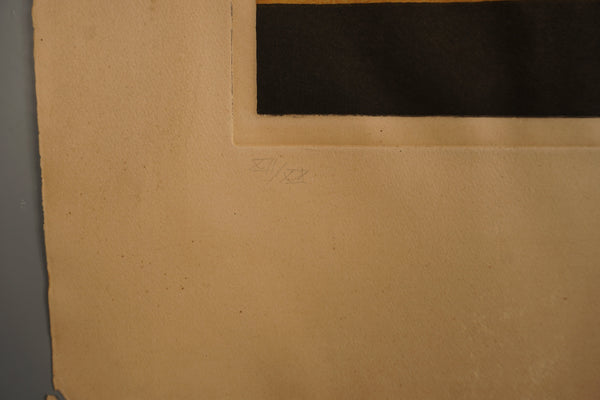 Gerhard Wind Print Original Etching 1960s Yellow Ochre Paper - Image 5