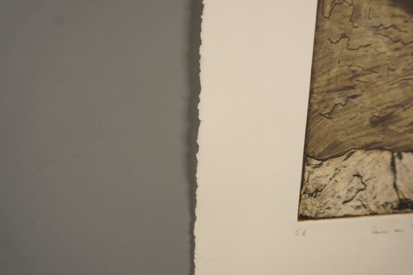 Etching 'Steine am Ufer' Épreuve d'Artiste 90s Beige Dark Brown Paper - Image 8
