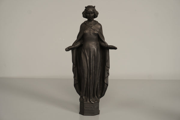 Heinrich Moshage Statue Saint Barbara 1950s Dark Brown Metal