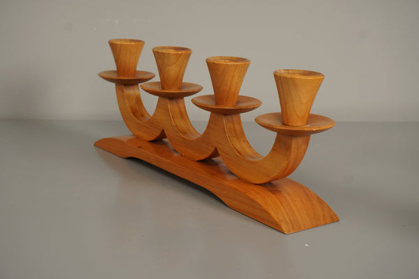 Vintage Candle Holder Set of 4 Beech from the 1950s Mid Century Design Classic - Image 4