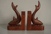Vintage Teak Wood Bookends 1960s Brown Cream Mid-Century Modern - Image 3