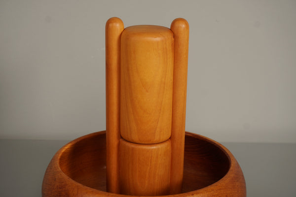 Vintage Nutcracker Bowl Teak and Beech 1970s Scandinavian Danish Modern - Image 3