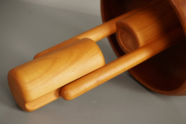 Vintage Nutcracker Bowl Teak and Beech 1970s Scandinavian Danish Modern - Image 6