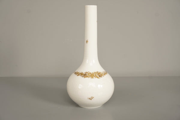 Rosenthal Björn Wiinblad Vase Studio Line Form Romance 1970s White Gold Porcelain