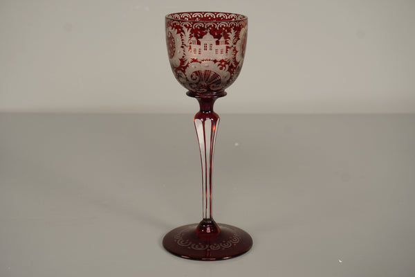 Vintage Römerglas Goblet Bohemian Glass Ruby Overlay Glass 1900 - Image 2
