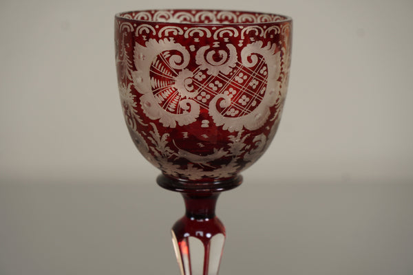 Vintage Römerglas Goblet Bohemian Glass Ruby Overlay Glass 1900 - Image 5