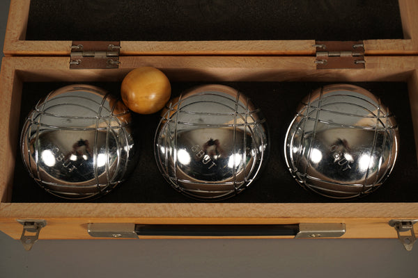 Obut Made in France Boules Set Vintage Pétanque 80s Silver Metal - Image 4