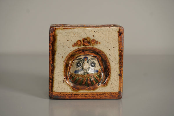 Jorge Wilmot Vintage Owl Ceramic Vase 1960s Cream Brown - Image 5