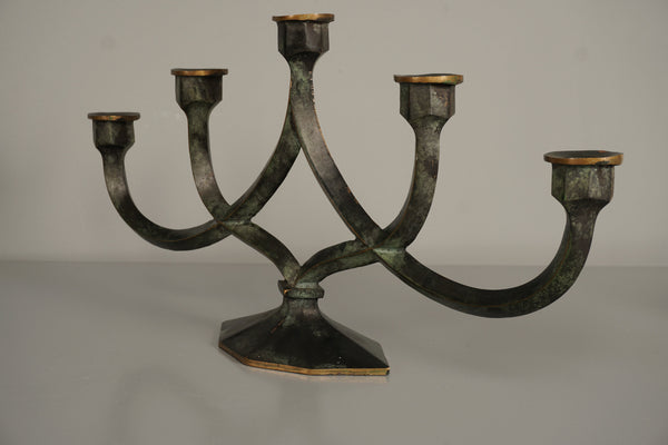Vintage Candelabra Massive Bronze 5-Arm Candle Holder 1960s - Image 4