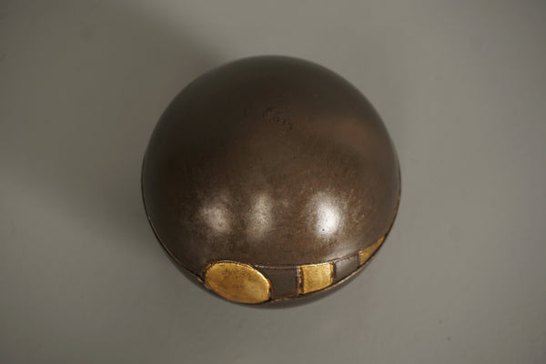 Vintage Lidded Ceramic Container Studio Pottery Art Pottery 1960s Dark Brown Gold - Image 3