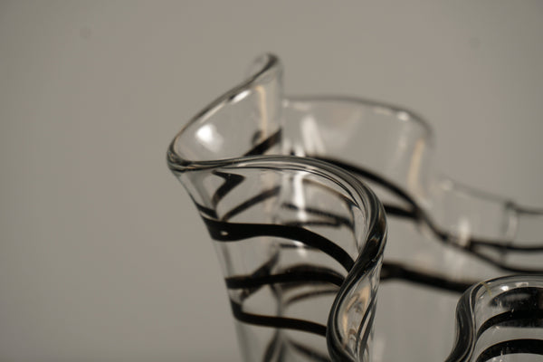 Vintage Fazzoletto Glass Vase 1970s Black Clear Glass - Image 6