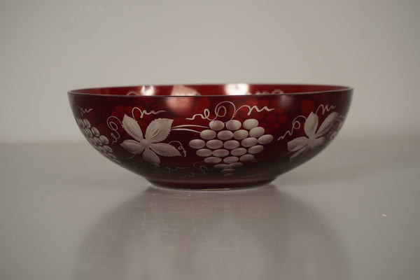 Egermann Bowl Vintage Glass Bowl Bohemia 1950s Dark Red White Glass - Image 2