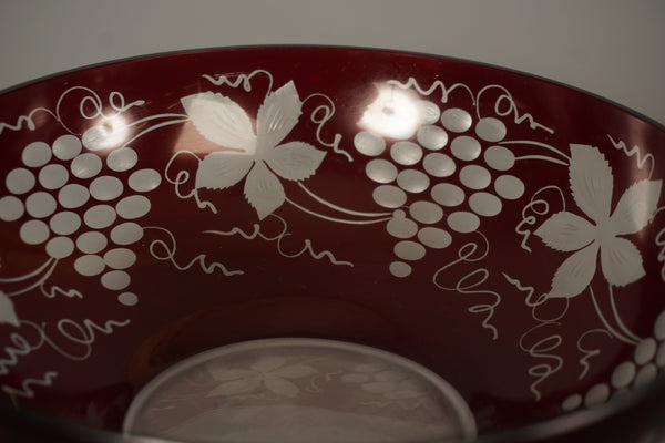 Egermann Bowl Vintage Glass Bowl Bohemia 1950s Dark Red White Glass - Image 4