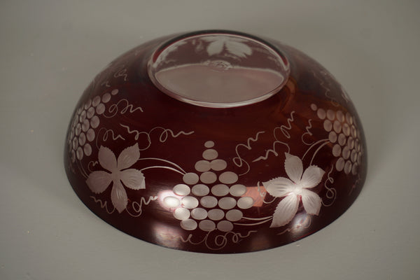 Egermann Bowl Vintage Glass Bowl Bohemia 1950s Dark Red White Glass - Image 9