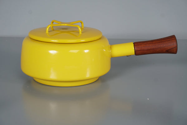 IHQ Dansk Designs France Saucepan Copenhague 1960s Yellow Enamel Teak - Image 2