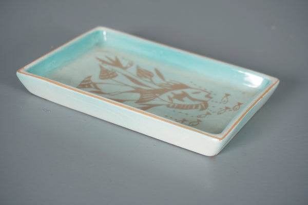 Vintage Ceramic Bowl Studio Pottery 50s 1959 Signed Fish Underwater Motif - Image 2