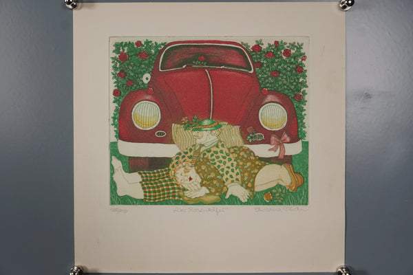 Christina Studer Art Print The Rose Beetle 1980s Red Green Paper