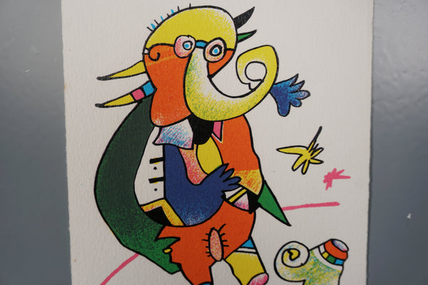 Oltmar Alt Art Print 'Elephant' 1980s Yellow Orange Paper - Image 3