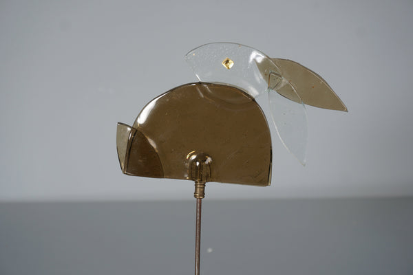 Glas Prader Bolzano Sculpture Glass Rabbit on Brass Stand 1970s - Image 5