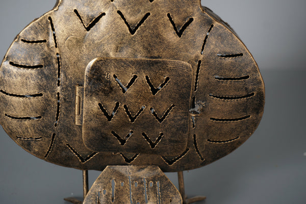 Vintage Owl Windlight Tealight Holder 1960s Bronze Tin and Brass - Image 6