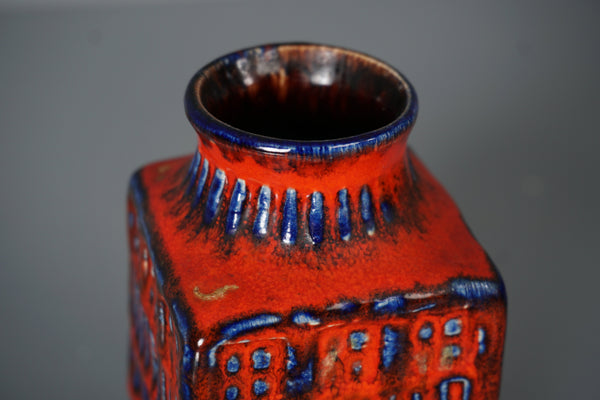 Bay Keramik Vase Fatlava 1960s Red Blue Ceramic - Image 2
