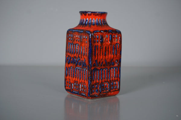 Bay Keramik Vase Fatlava 1960s Red Blue Ceramic - Image 4