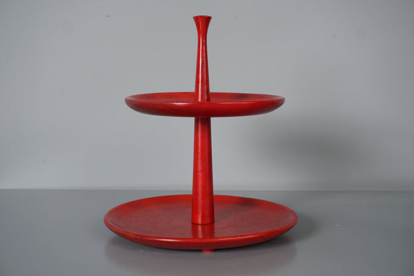 Vintage Tiered Stand Pine Scandinavian Sweden 1960s Red - Image 2