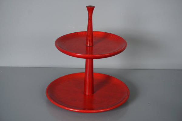 Vintage Tiered Stand Pine Scandinavian Sweden 1960s Red - Image 7