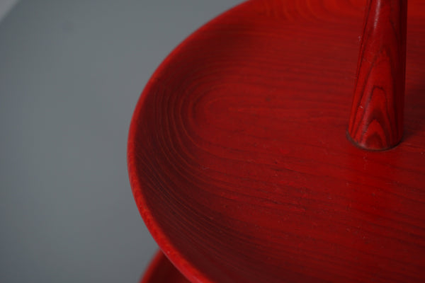 Vintage Tiered Stand Pine Scandinavian Sweden 1960s Red - Image 8