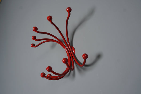 Vintage Metal Coat Rack Hanger 1960s Space Age Red - Image 6