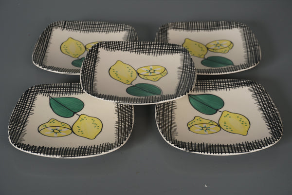 Schramberg Vintage Plates Fruit Plates Ceramic Lemon 1950s