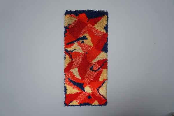 Vintage High Pile Wall Rug Wall Hanging 1960s Abstract Wall Art Mid Century Carpet - Image 3