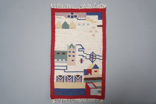 Polish Vintage Wall Rug Tapestry Kelim 1960s Mid Century