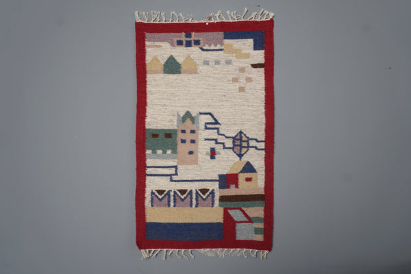 Polish Vintage Wall Rug Tapestry Kelim 1960s Mid Century - Image 6