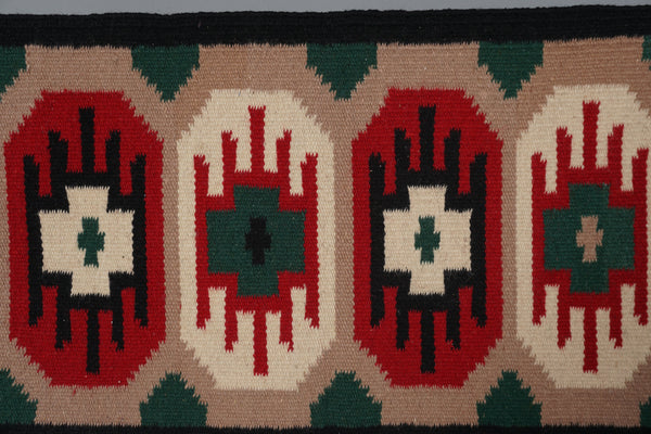 Vintage Wall Hanging Tapestry Rug Röllakan Sweden Kilim 1960s Red Green Wool - Image 4