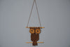 Vintage Owl Macrame Wall Hanging 1960s Handmade Wood Bamboo Natural Fiber