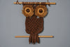 Vintage Owl Macrame Wall Hanging 1960s Handmade Wood Bamboo Natural Fiber - Image 3