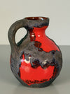 Marei Keramik Pitcher Vintage Fat Lava Handle Vase 60s Red Black Ceramic - Image 3