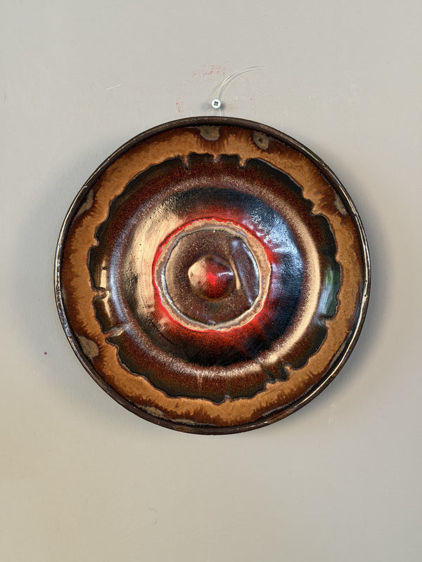 Vintage Wall Plate Studio Pottery 1960s Brown Red Ceramic - Image 2