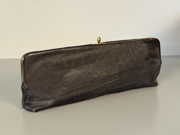 Vintage Clutch Handbag 1960s Leather Bag