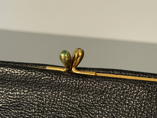 Vintage Clutch Handbag 1960s Leather Bag - Image 3