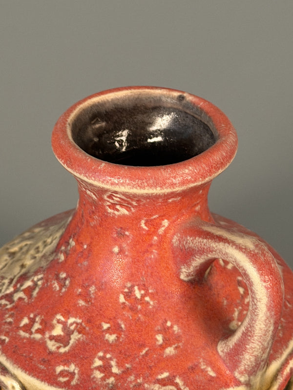 Fohr Keramik Vase Vintage Handle Vase WGP Fat Lava 60s Red Ceramic - Image 6