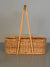 Vintage Rattan Wicker Wine Carrier Basket 1960s Tan Beige