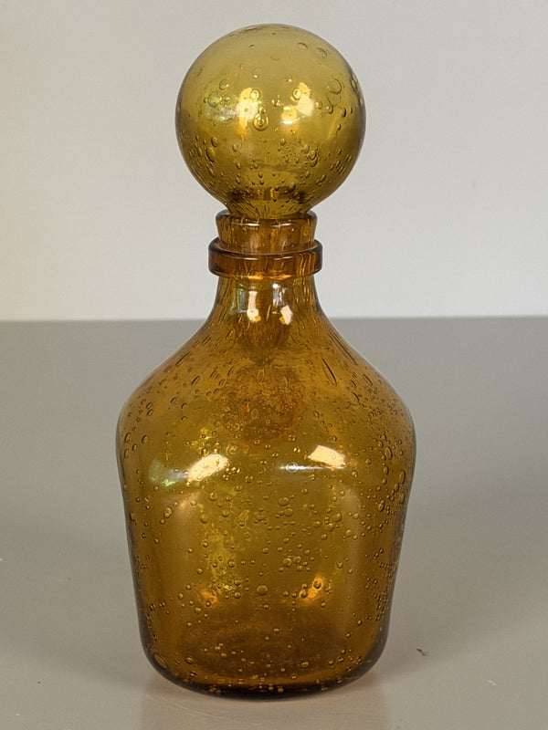 Biot France Bottle with Stopper Amber Mid-Century Modern Glass - Image 4