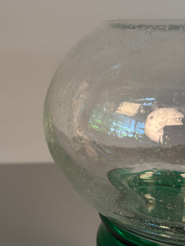 Willy Johansson Vintage Glass Bonbonniere Vase 1960s Green Clear - Image 8
