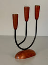 Vintage Candle Holder Teak Wood Metal Brass 1960s Denmark Scandinavian String Style - Image 3