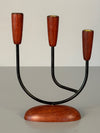 Vintage Candle Holder Teak Wood Metal Brass 1960s Denmark Scandinavian String Style - Image 5