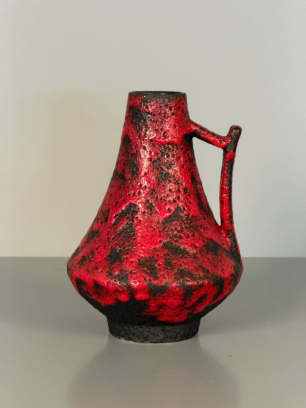 Jopeko Vintage Vase Handle Vase 1960s Red Black Ceramic