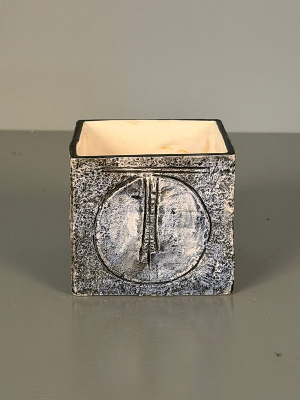 Troika Cornwall Cube Vase 1970s Beige Black Ceramic - Image 3